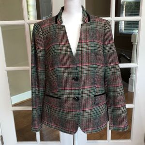 Talbots Shetland Aberdeen Blazer Tipped Plaid